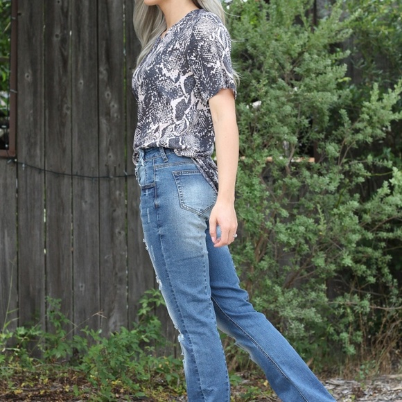 L&B Mid wash Distressed Bootcut Jeans - Picture 2 of 3